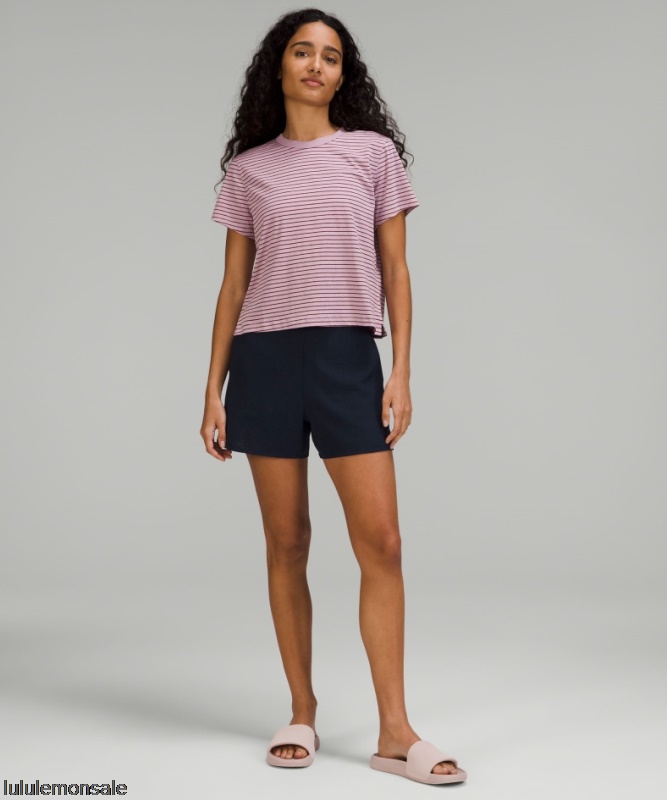 Lululemon Damen DELULU326 | Rose Red Merlot Klassisches T-shirt Aus Baumwollmischung